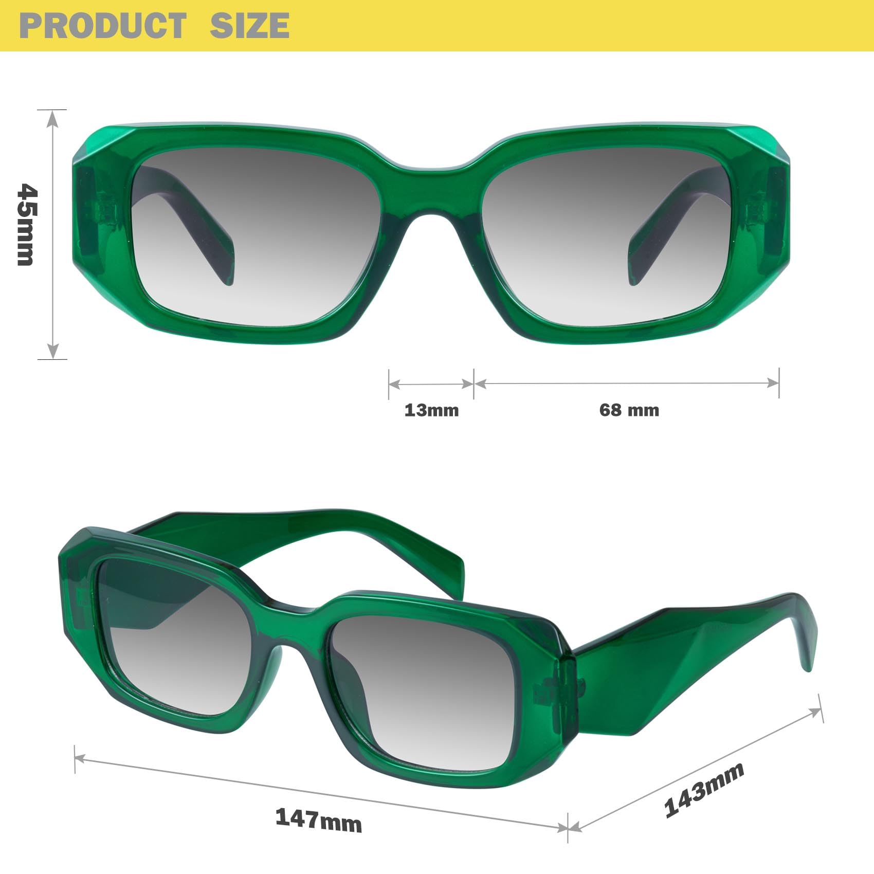 Foto 6 pulgar | Gafas De Sol Mosanana Retro Ms52135-c10  Unisex  Color Verde 400uv - Venta Internacional.