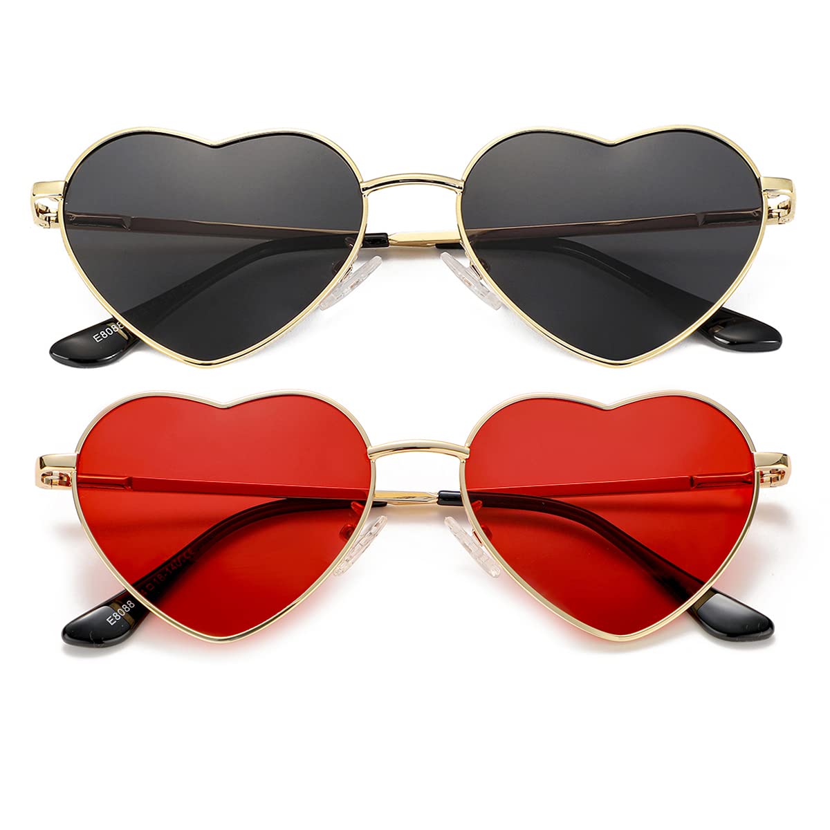 Foto 2 pulgar | Gafas De Sol Jovakit Polarized Heart Para Mujer Dorado/gris+dorado/rojo - Venta Internacional.