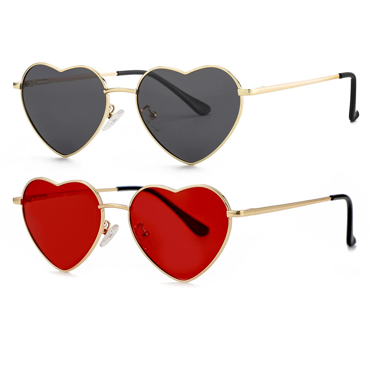Foto 3 pulgar | Gafas De Sol Jovakit Polarized Heart Para Mujer Dorado/gris+dorado/rojo - Venta Internacional.