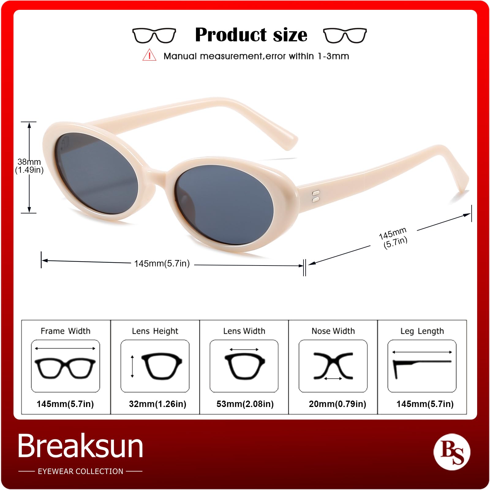 Foto 7 pulgar | Gafas De Sol Breaksun Retro Oval 90s Vintage Para Mujer Y Hombre - Venta Internacional.