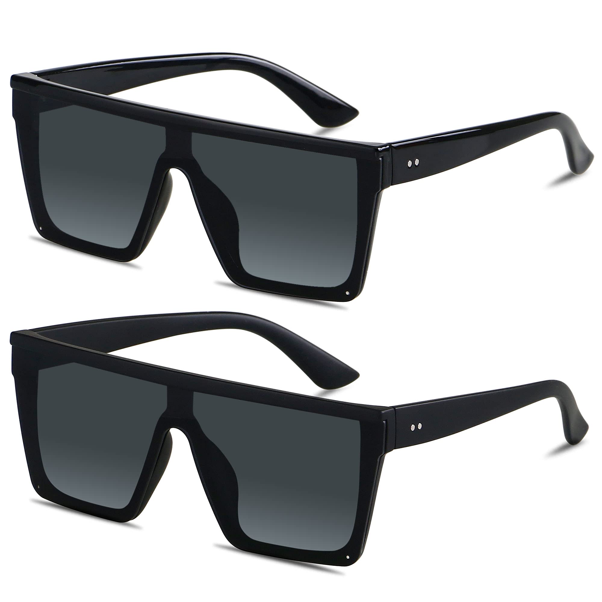 Foto 2 pulgar | Gafas De Sol Lyzoit Square Oversized Shield Uv400  Negro Mate  Paquete De 2 - Venta Internacional.