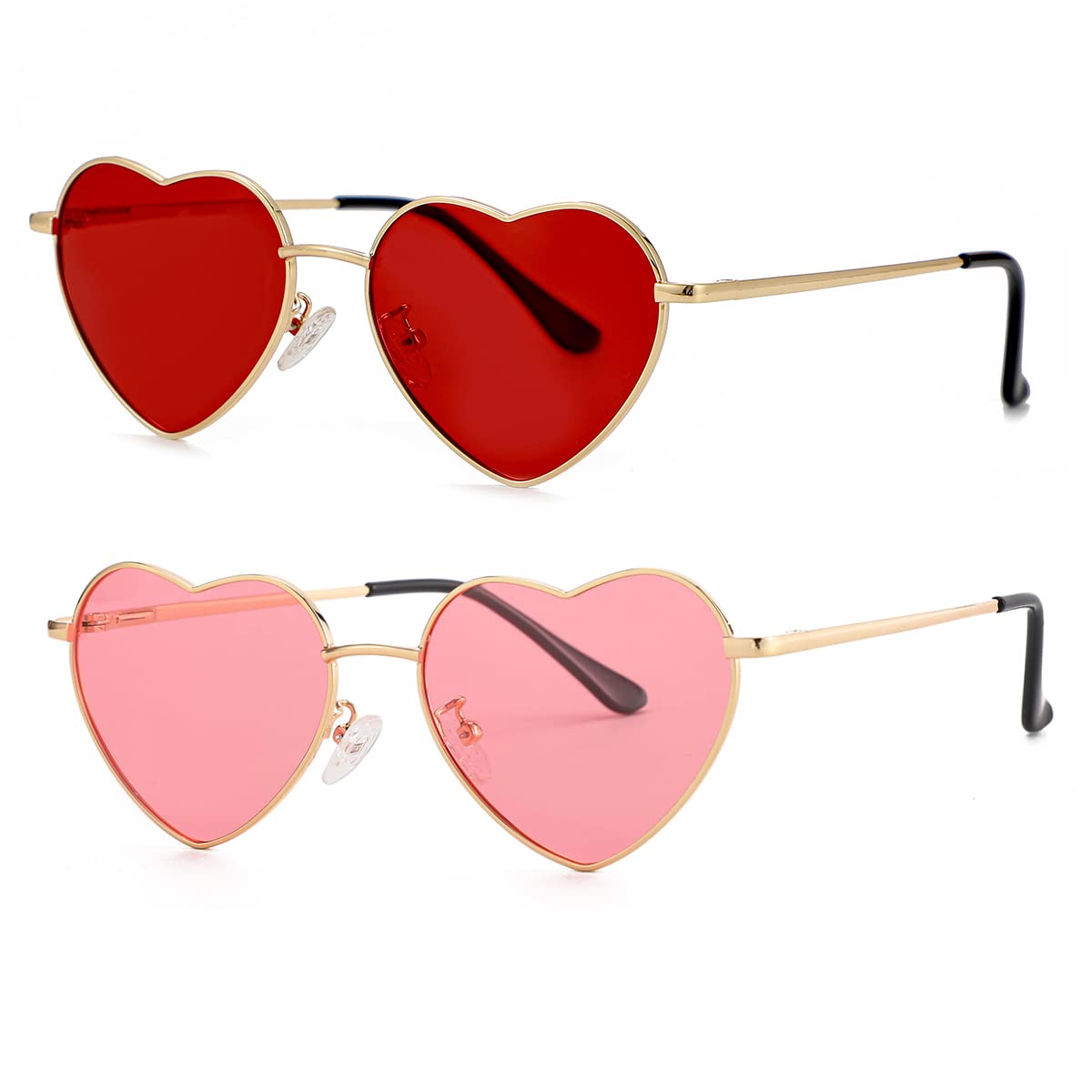 Foto 3 pulgar | Gafas De Sol Jovakit Polarized Heart Para Mujer Dorado/rojo+dorado/rosa - Venta Internacional.