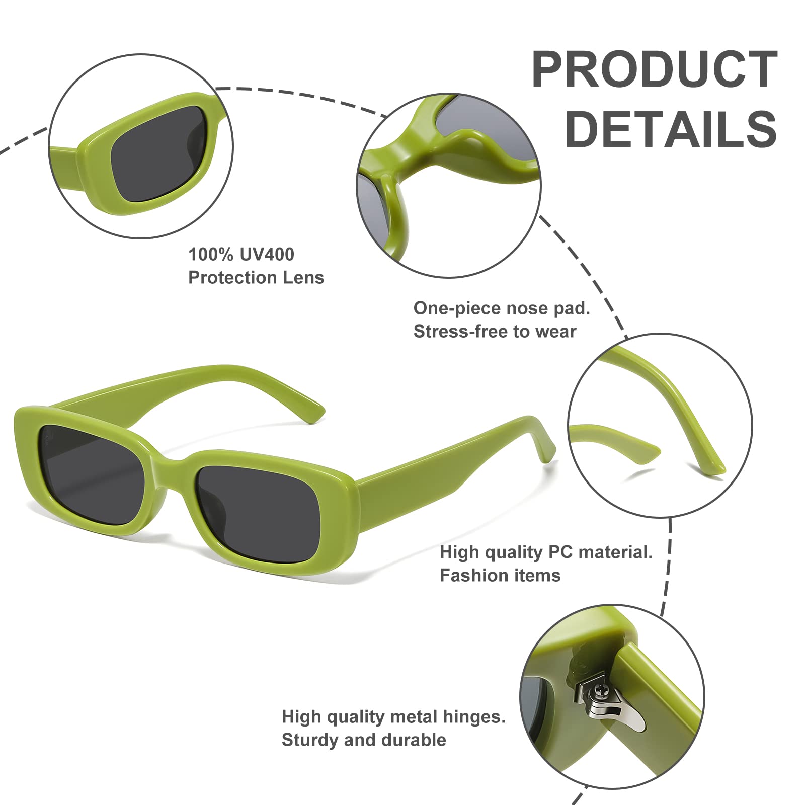 Foto 7 pulgar | Gafas De Sol Jaspin Y2k Rectangulares Uv400 Para Mujeres Y Hombres - Venta Internacional.