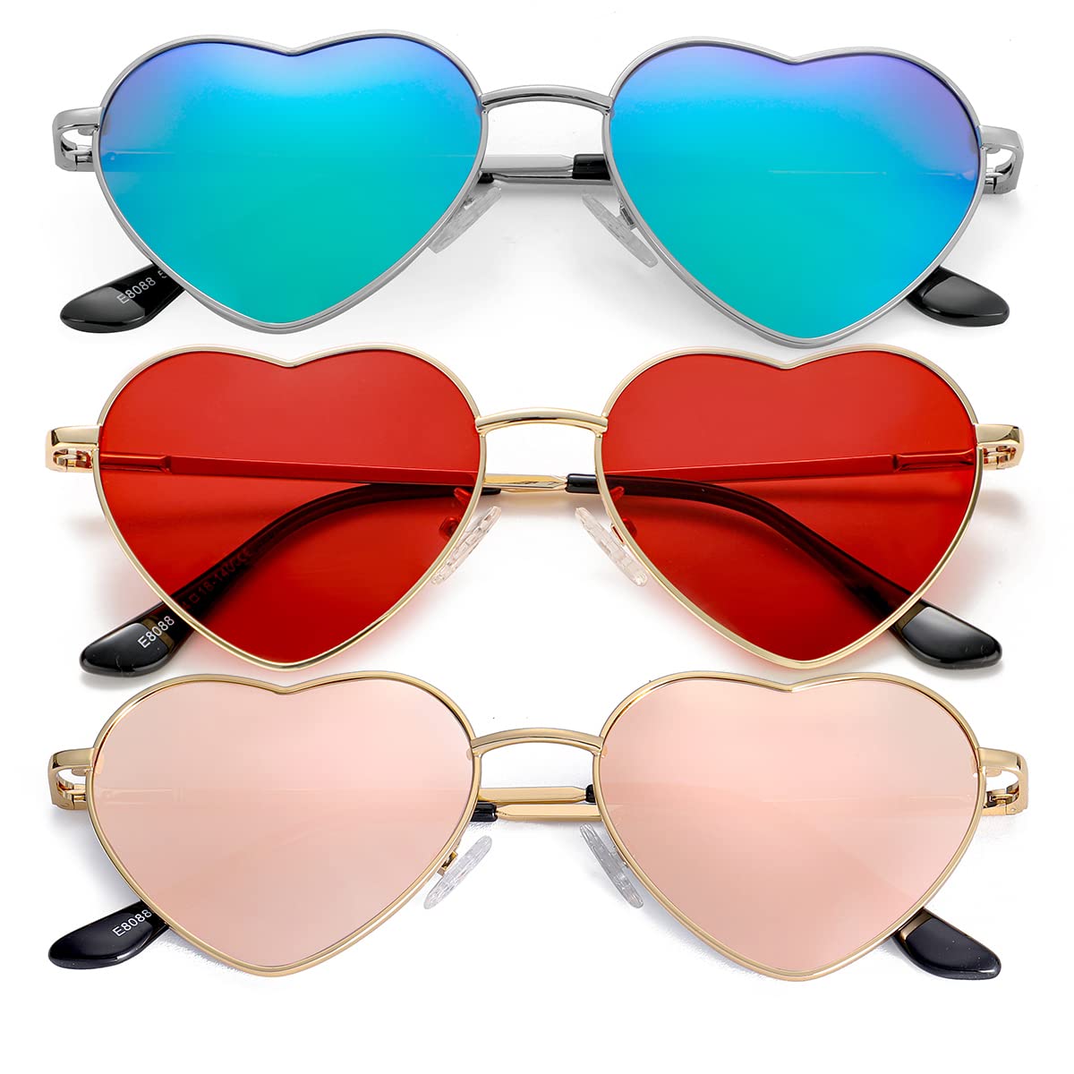 Foto 2 pulgar | Gafas De Sol Jovakit Polarized Heart Para Mujer Dorado/rojo  Espejo Dorado/rosa Y Espejo Plateado/verde - Venta In