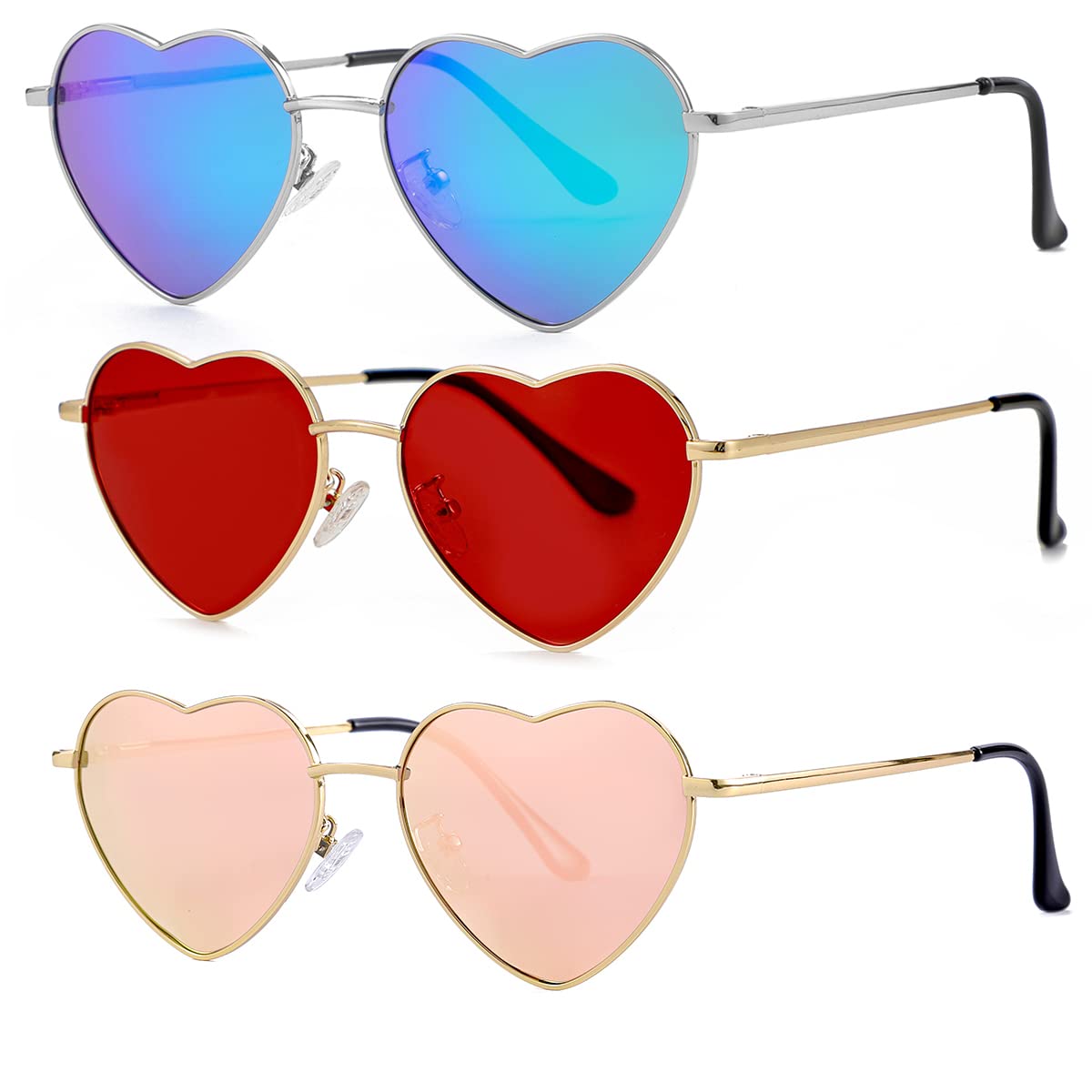 Foto 3 pulgar | Gafas De Sol Jovakit Polarized Heart Para Mujer Dorado/rojo  Espejo Dorado/rosa Y Espejo Plateado/verde - Venta In