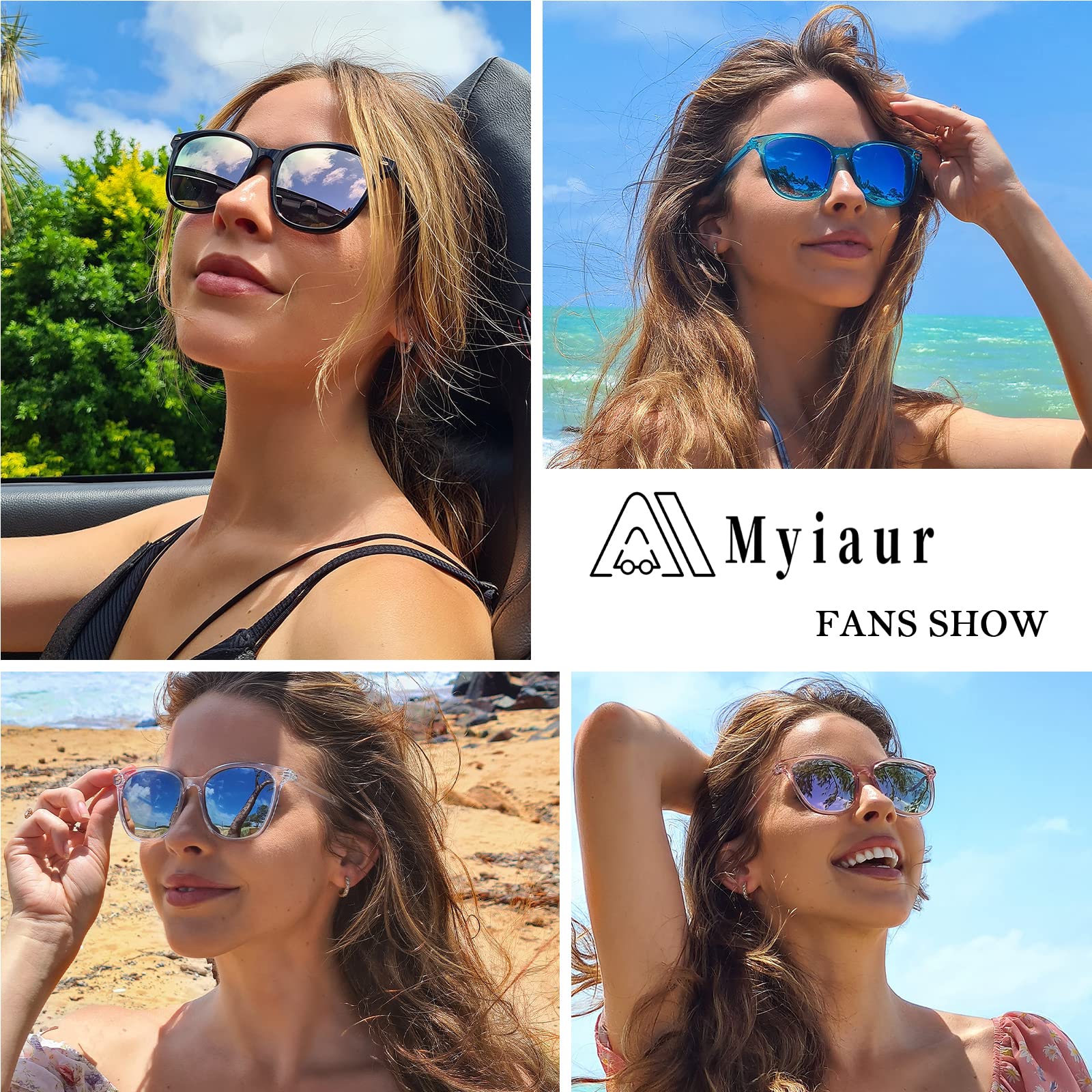 Foto 2 | Gafas De Sol Myiaur Polarizadas Cuadradas Con Espejo Para Mujer - Venta Internacional.