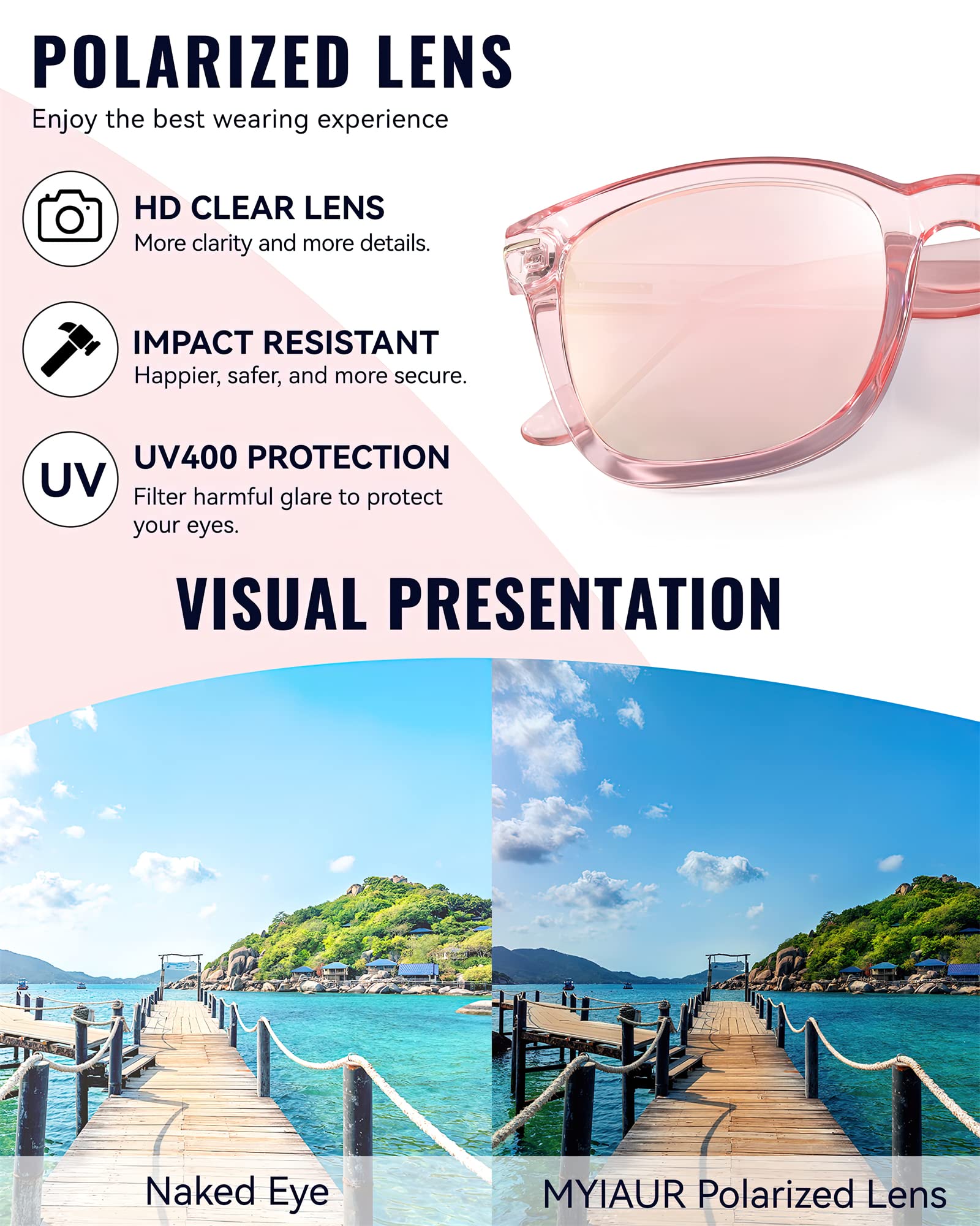 Foto 7 pulgar | Gafas De Sol Myiaur Big Trendy Polarized Uv400 Para Mujer - Venta Internacional.