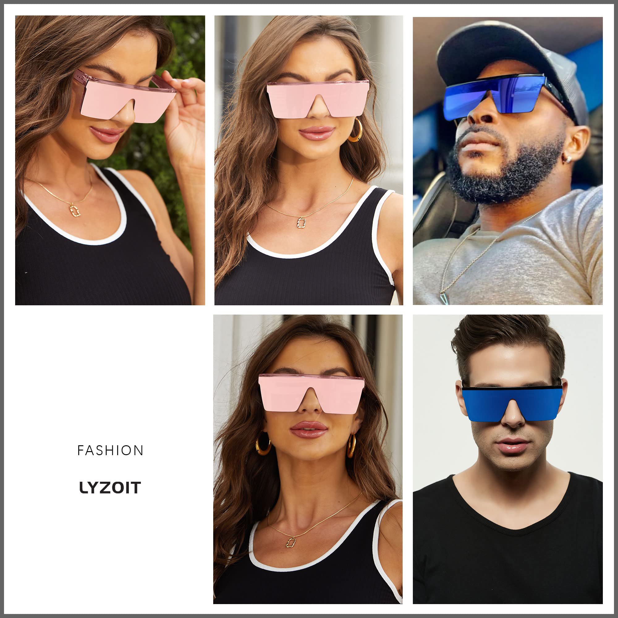 Foto 5 | Gafas De Sol Lyzoit Cuadradas De Gran Tamaño Para Mujer Y Hombre Uv400 - Venta Internacional.