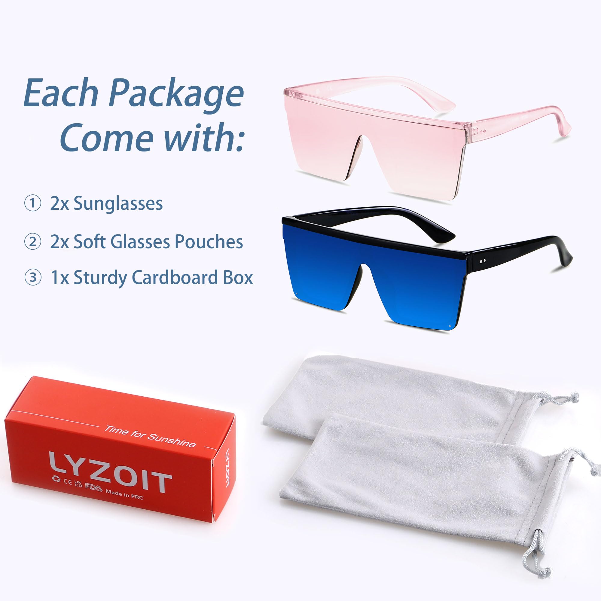 Foto 6 | Gafas De Sol Lyzoit Cuadradas De Gran Tamaño Para Mujer Y Hombre Uv400 - Venta Internacional.