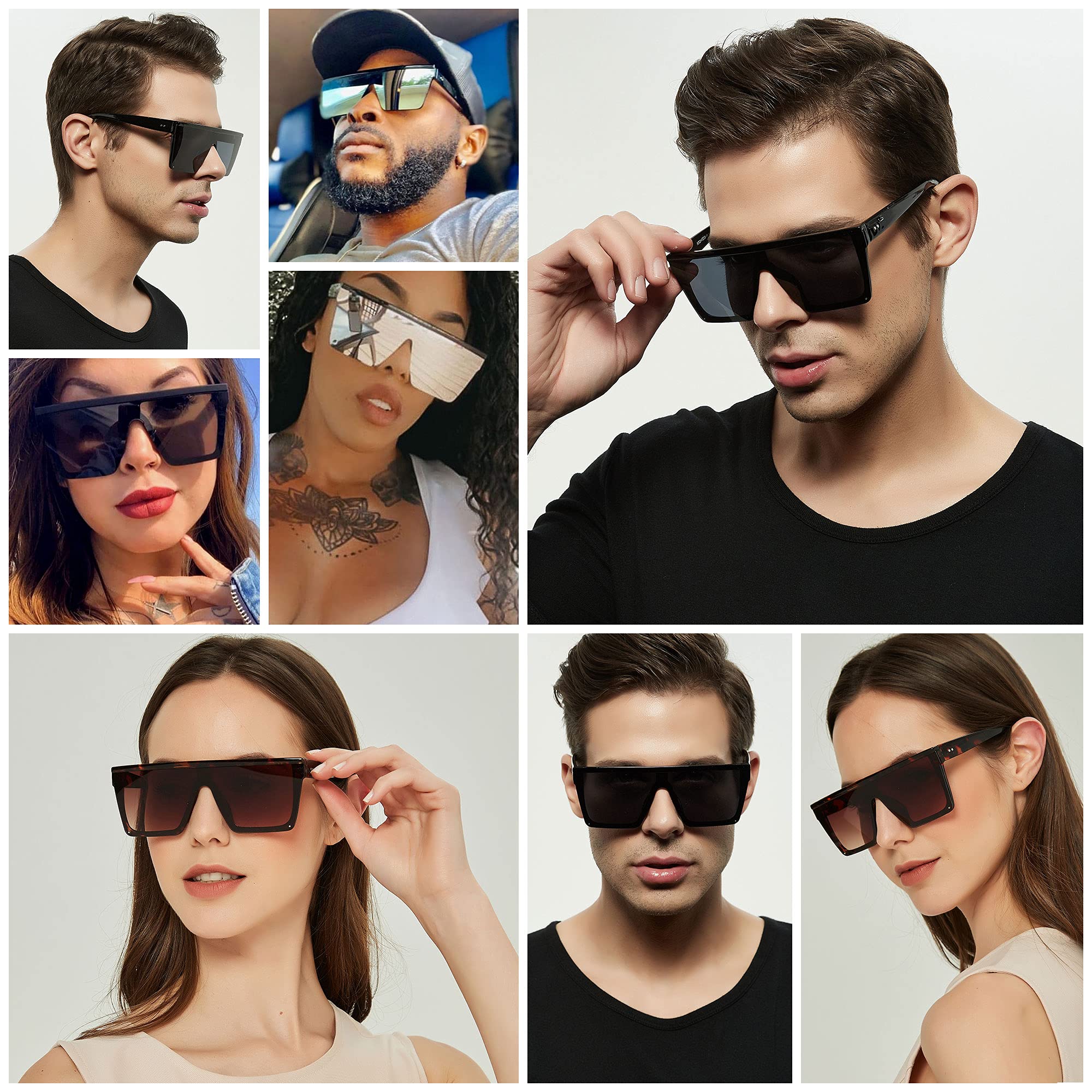 Foto 4 pulgar | Gafas De Sol Lyzoit Cuadradas De Gran Tamaño A La Moda Para Mujeres Y Hombres - Venta Internacional.