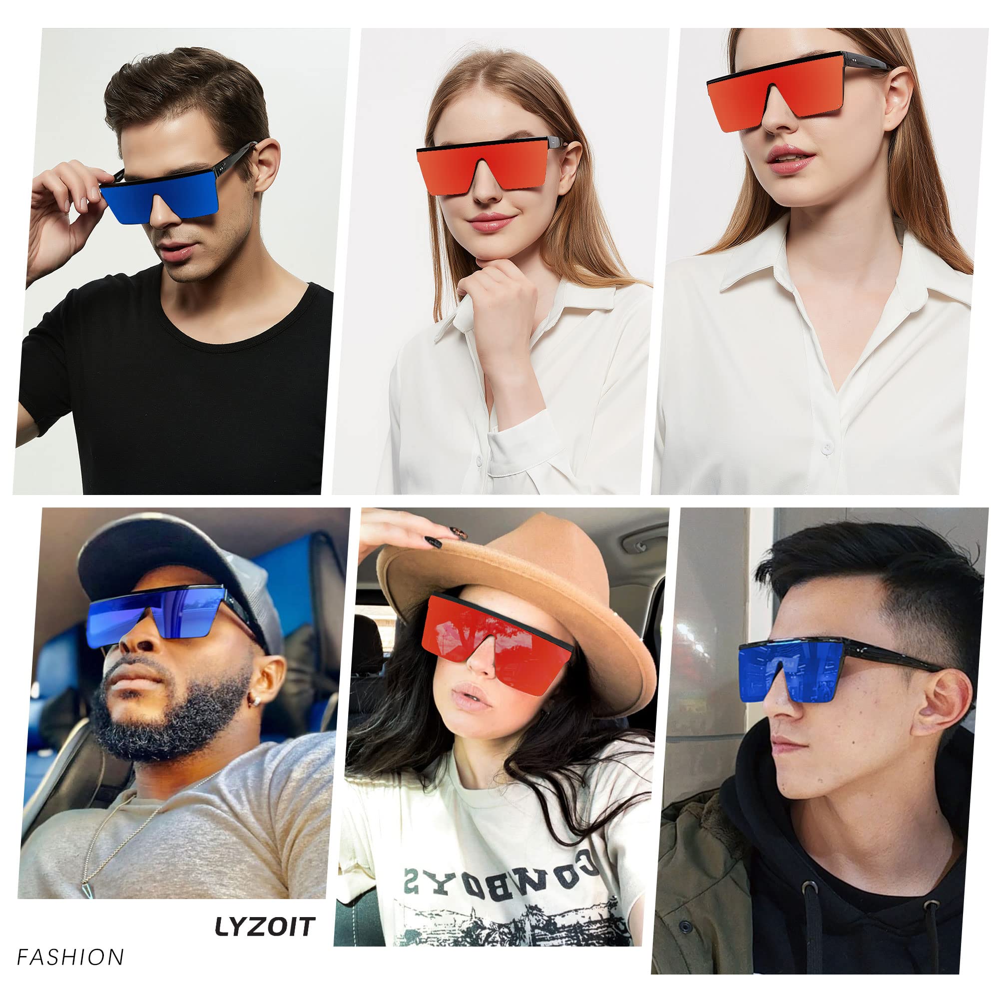 Foto 6 pulgar | Gafas De Sol Lyzoit Cuadradas De Gran Tamaño A La Moda Para Mujeres Y Hombres - Venta Internacional.