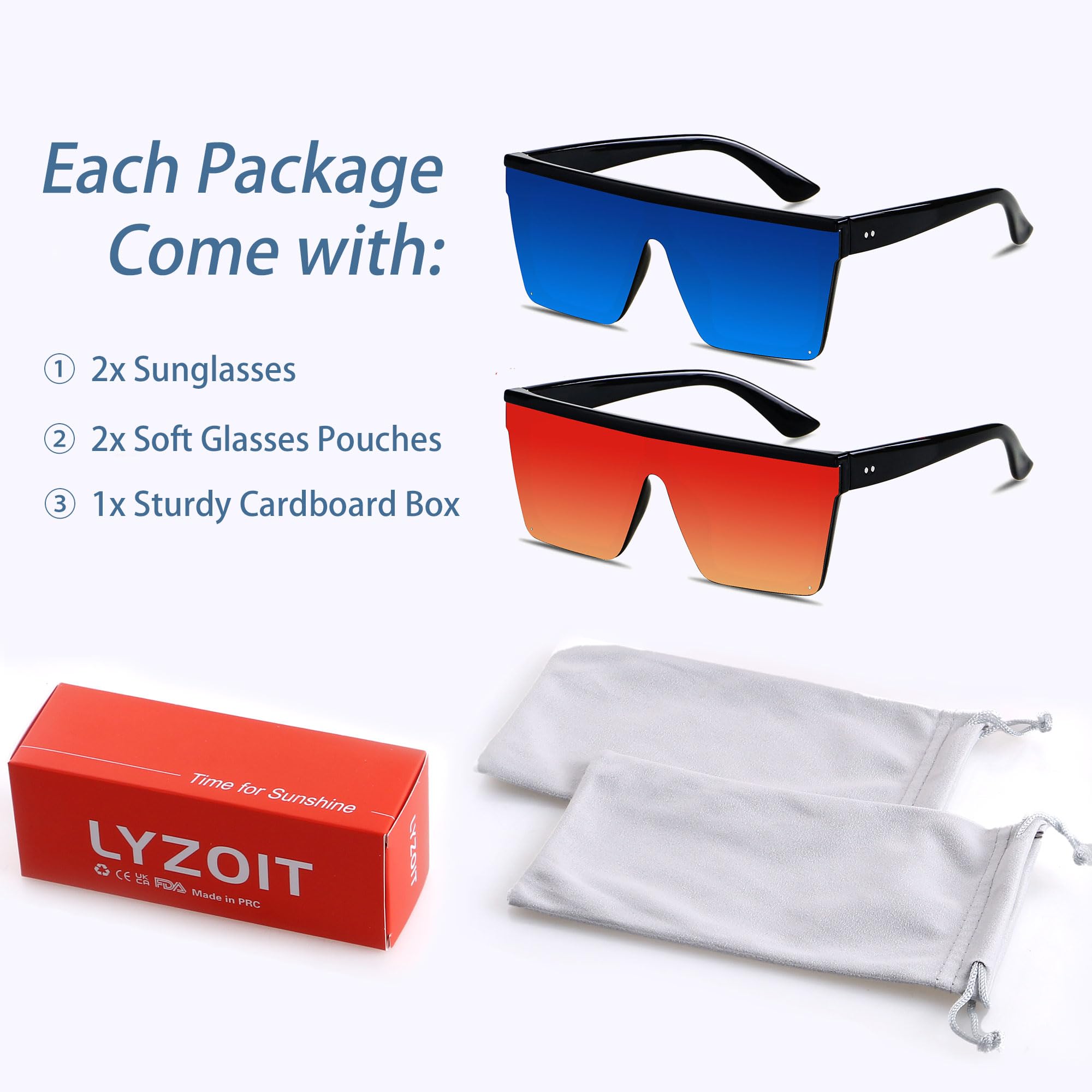 Foto 7 pulgar | Gafas De Sol Lyzoit Cuadradas De Gran Tamaño A La Moda Para Mujeres Y Hombres - Venta Internacional.