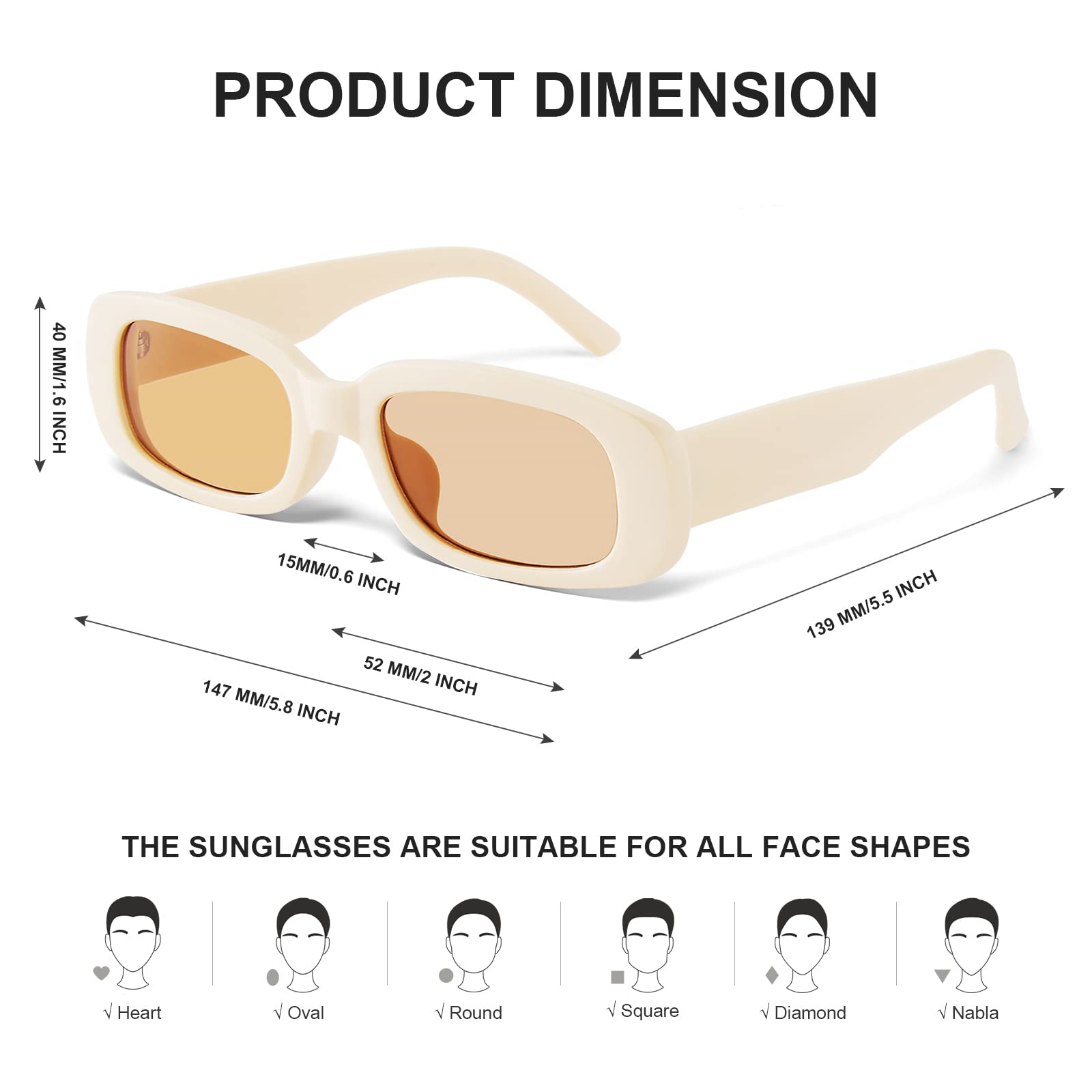 Foto 5 pulgar | Gafas De Sol Jaspin Y2k Rectangulares Uv400 Para Mujeres Y Hombres - Venta Internacional.