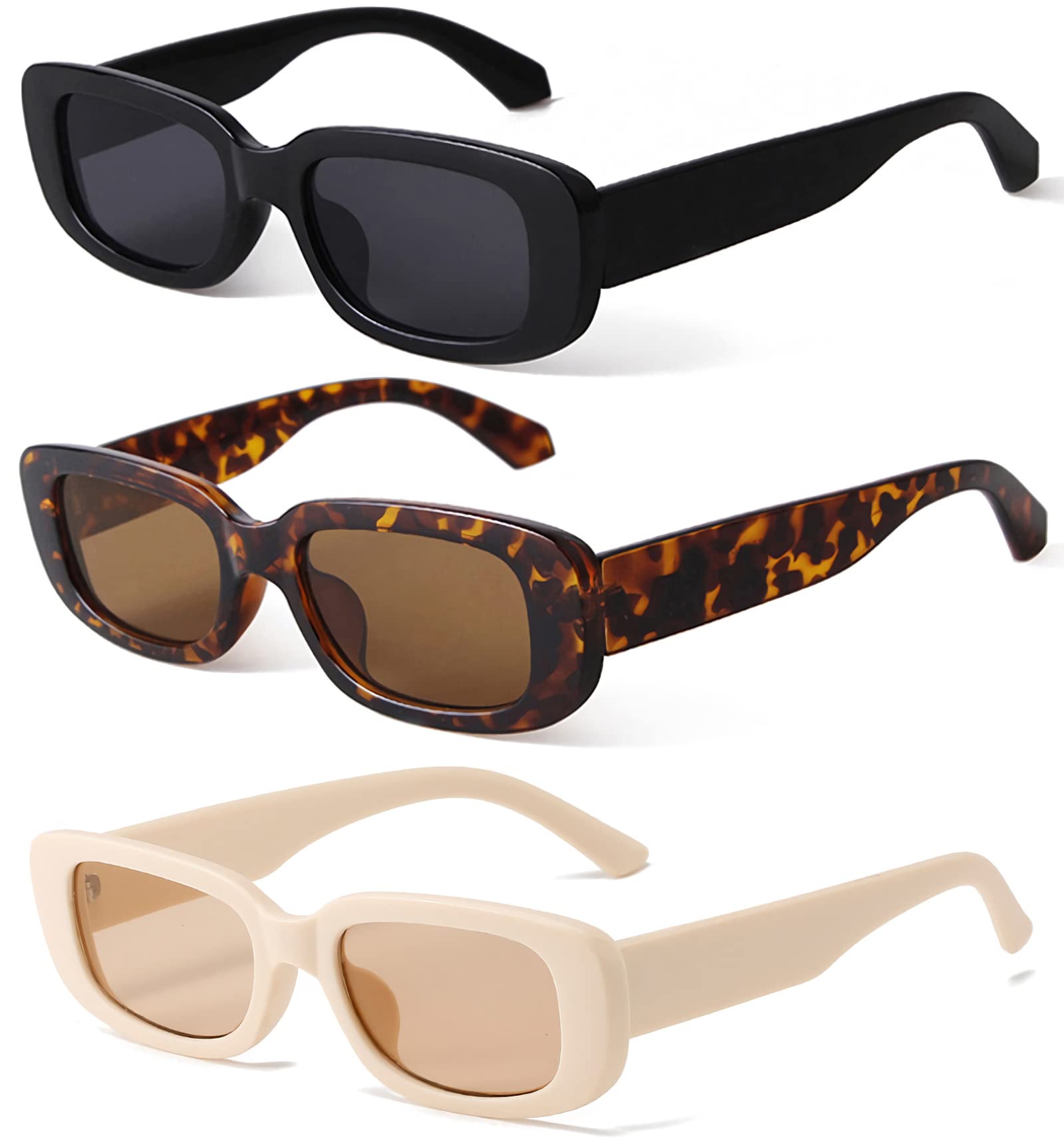 Foto 2 pulgar | Gafas De Sol Kuguaok Retro Rectangulares Uv400 Para Mujer Y Hombre  Paquete De 3 - Venta Internacional.