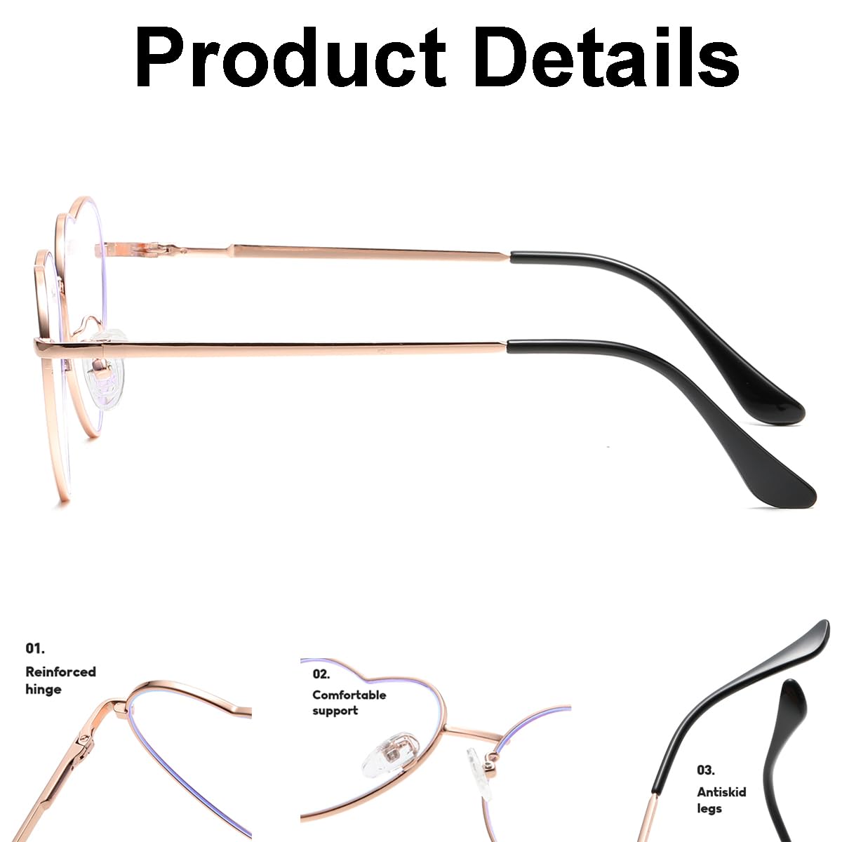 Foto 6 | Gafas De Sol Jovakit Polarized Heart Para Mujer Con Montura En Oro Rosa - Venta Internacional.