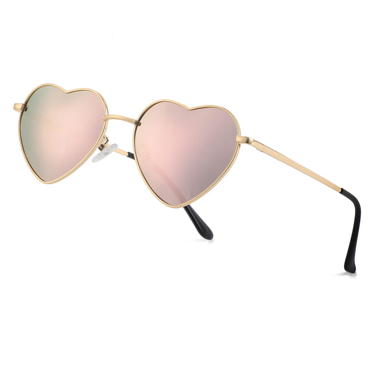 Foto 2 pulgar | Gafas De Sol Jovakit Polarized Heart Para Mujer Con Espejo Dorado/rosa - Venta Internacional.