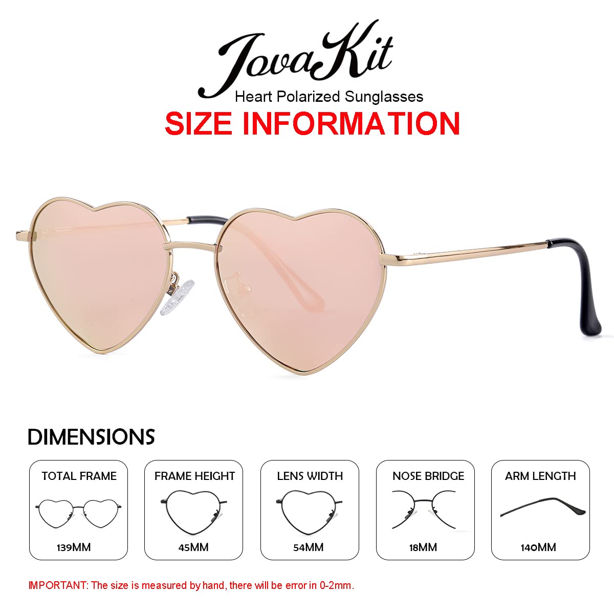 Foto 3 | Gafas De Sol Jovakit Polarized Heart Para Mujer Con Espejo Dorado/rosa - Venta Internacional.