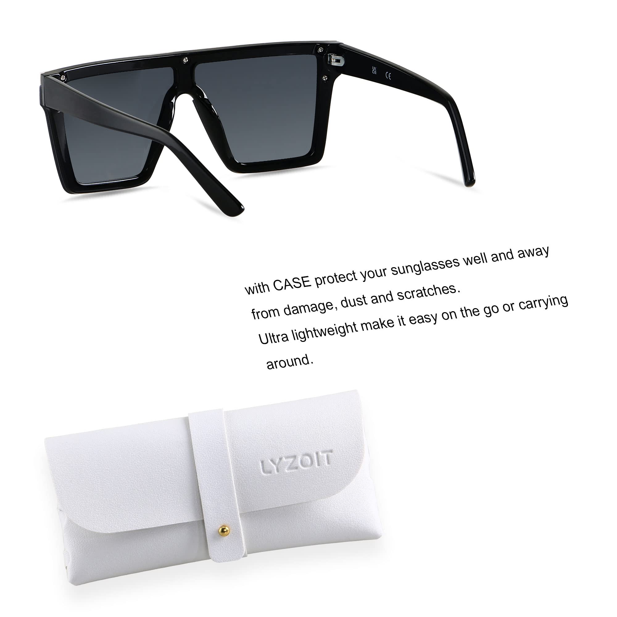 Foto 3 pulgar | Gafas De Sol Lyzoit Cuadradas De Gran Tamaño Sin Montura Uv400 Negras - Venta Internacional.