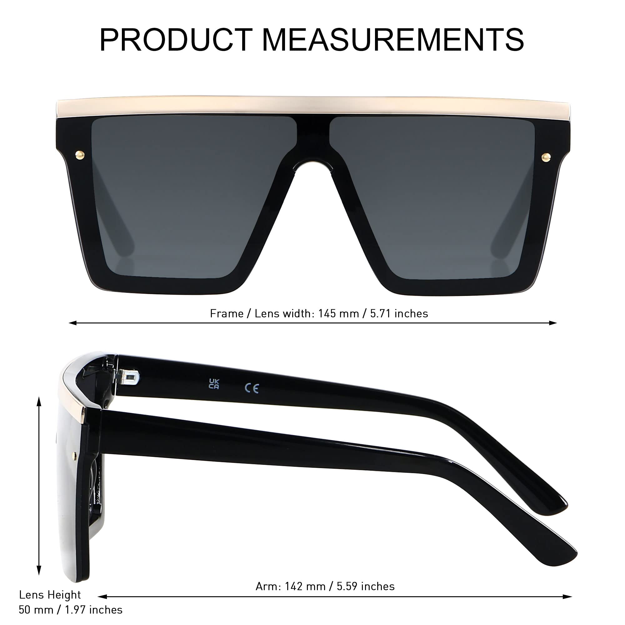 Foto 5 | Gafas De Sol Lyzoit Cuadradas De Gran Tamaño Sin Montura Uv400 Negras - Venta Internacional.