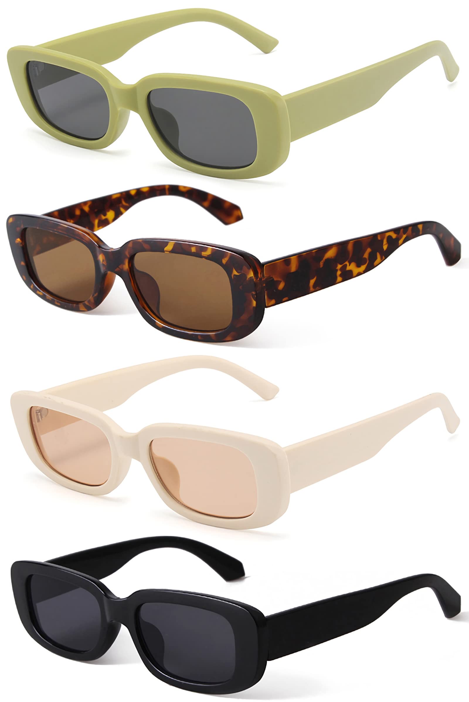 Foto 2 pulgar | Gafas De Sol Kuguaok Retro Rectangulares Uv400 Para Mujer Y Hombre  Paquete De 4 - Venta Internacional.