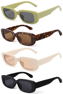 Foto 1 | Gafas De Sol Kuguaok Retro Rectangulares Uv400 Para Mujer Y Hombre Paquete De 4 - Venta Internacional.
