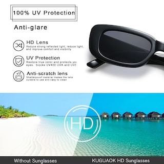 Foto 4 | Gafas De Sol Kuguaok Retro Rectangulares Uv400 Para Mujer Y Hombre Paquete De 4 - Venta Internacional.