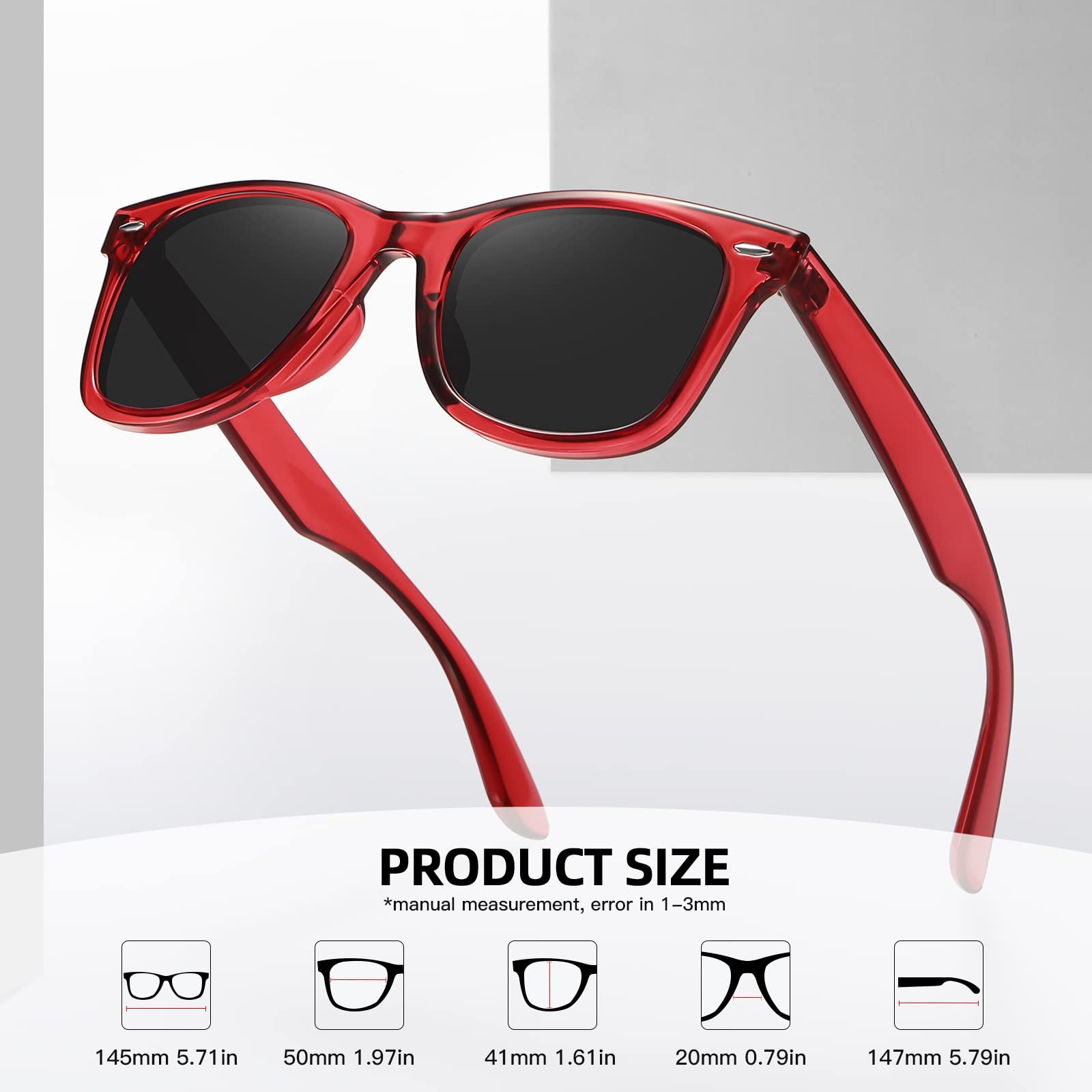 Foto 5 pulgar | Gafas De Sol Meetsun Classic Retro Square Polarizadas Uv400 Rojas - Venta Internacional.