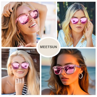Foto 2 | Gafas De Sol Meetsun Polarized Trendy Retro Pink Para Mujeres Y Hombres - Venta Internacional.