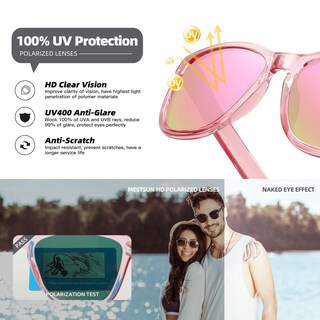 Foto 6 | Gafas De Sol Meetsun Polarized Trendy Retro Pink Para Mujeres Y Hombres - Venta Internacional.