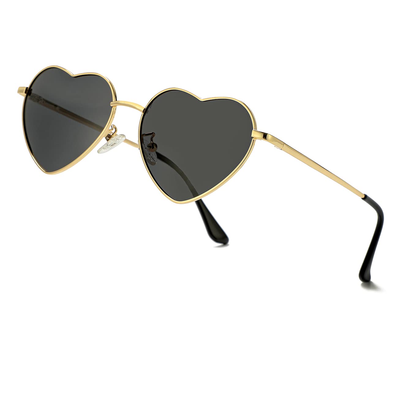 Foto 2 pulgar | Gafas De Sol Jovakit Polarized Heart Para Mujer Dorado/gris - Venta Internacional.