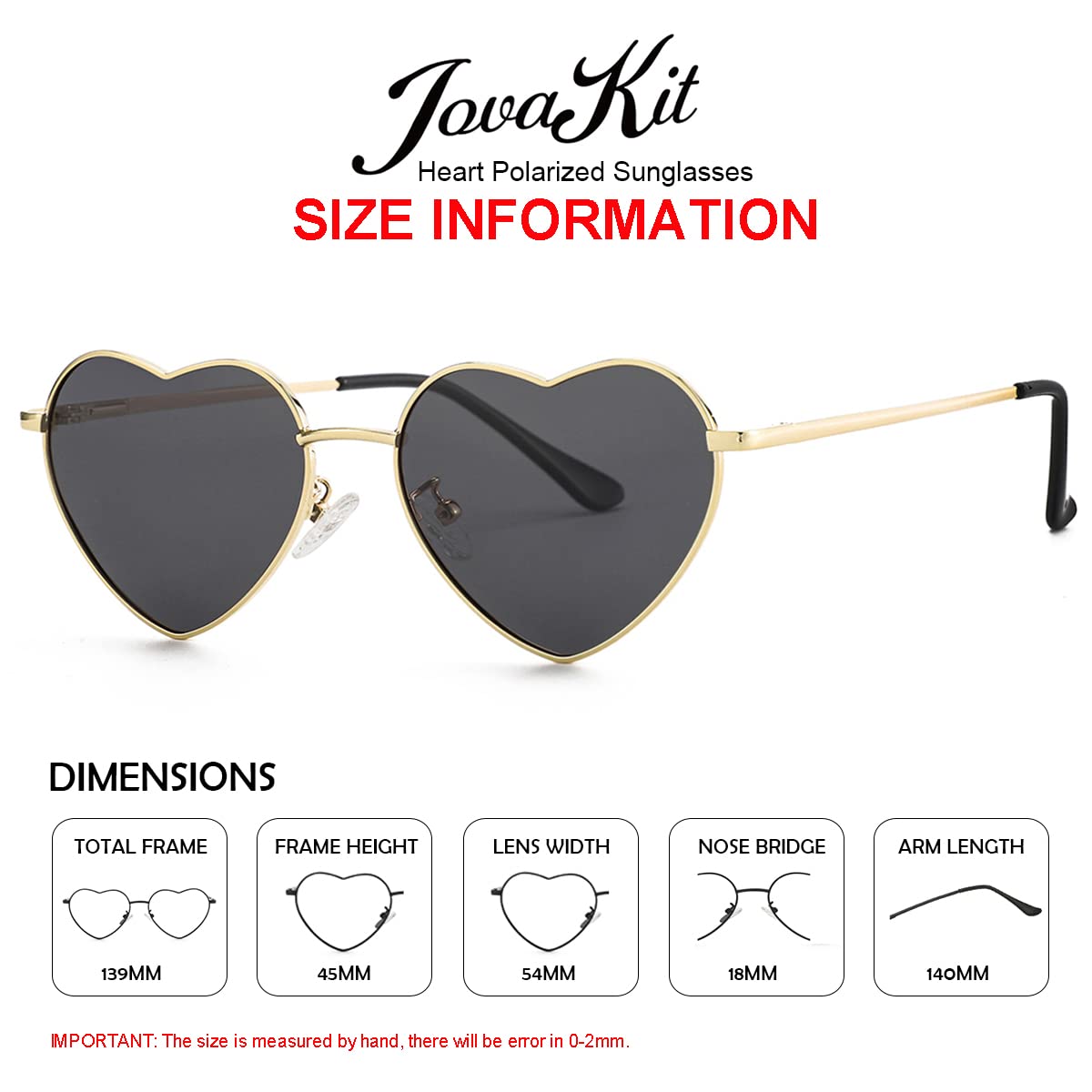 Foto 4 pulgar | Gafas De Sol Jovakit Polarized Heart Para Mujer Dorado/gris - Venta Internacional.