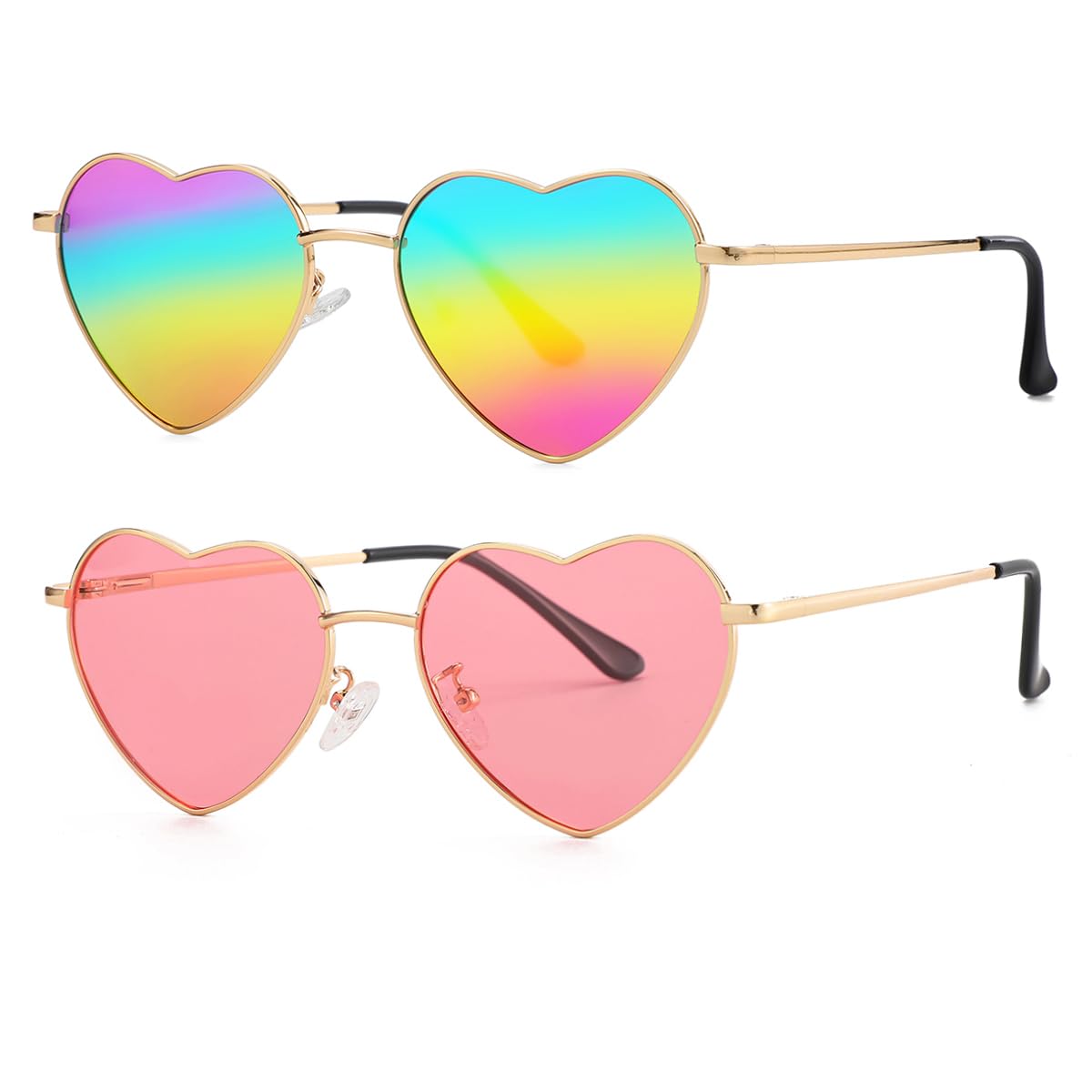 Foto 2 | Gafas De Sol Jovakit Polarized Heart Para Mujer Con Montura Dorada - Venta Internacional.
