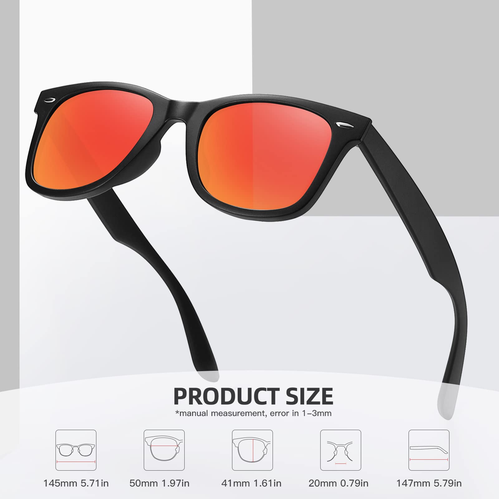 Foto 5 pulgar | Gafas De Sol Meetsun Classic Retro Square Polarizadas Uv400 Rojas - Venta Internacional.