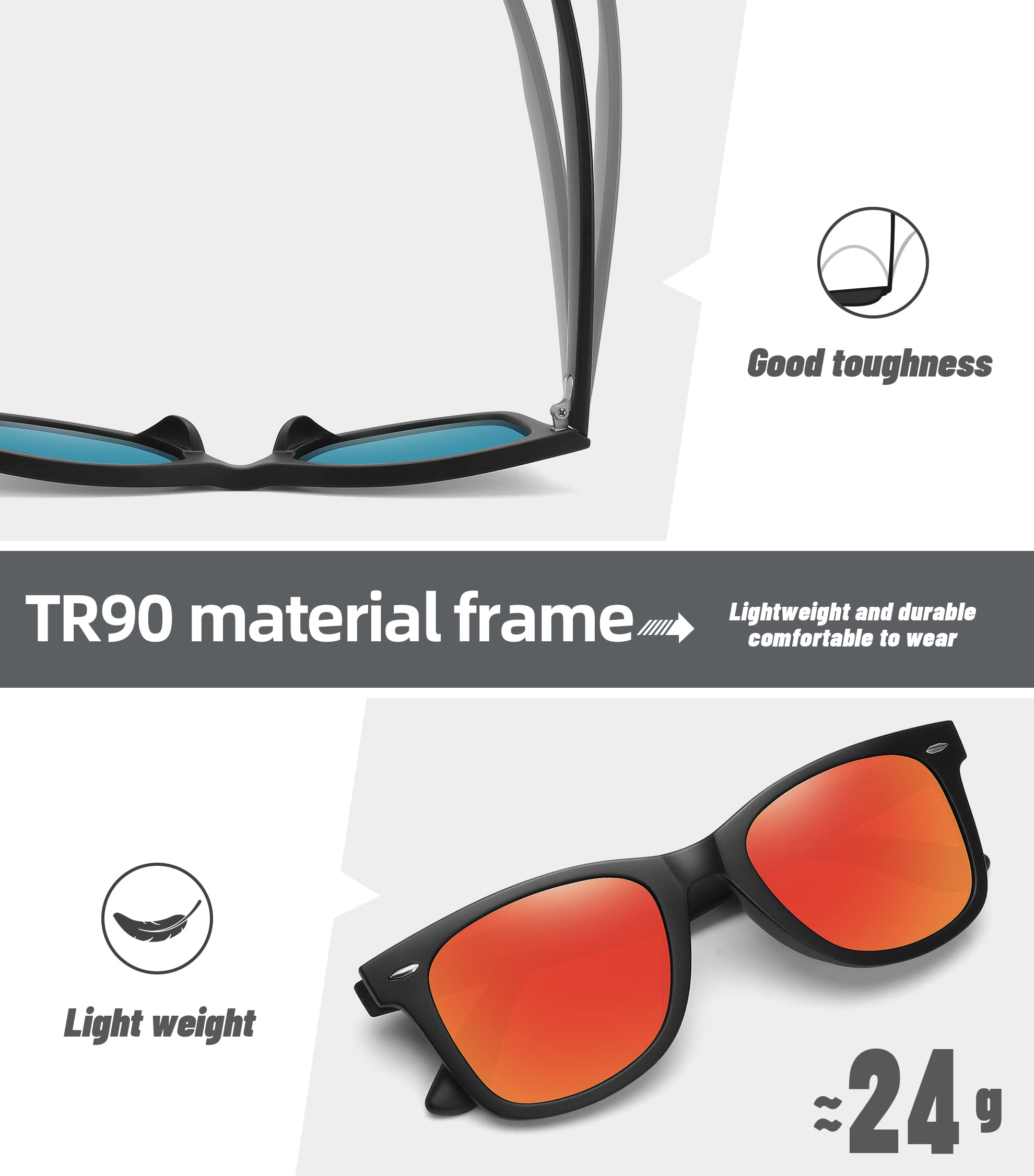 Foto 6 pulgar | Gafas De Sol Meetsun Classic Retro Square Polarizadas Uv400 Rojas - Venta Internacional.