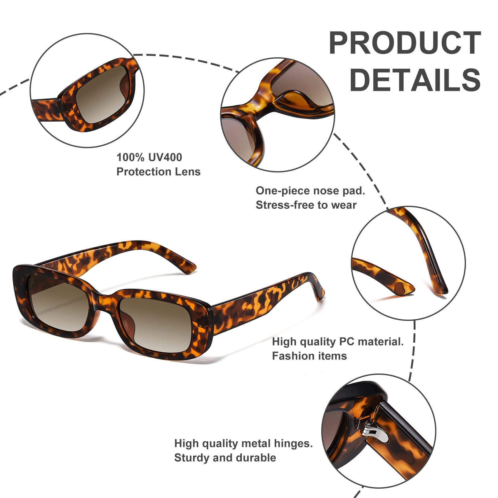 Foto 6 | Gafas De Sol Jaspin Y2k Rectangulares Uv400 Para Mujeres Y Hombres - Venta Internacional.