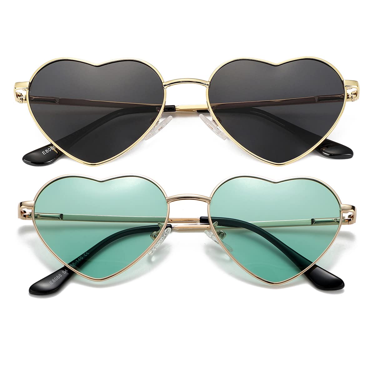 Foto 2 pulgar | Gafas De Sol Jovakit Polarized Heart Para Mujer Con Lentes Doradas/grises - Venta Internacional.
