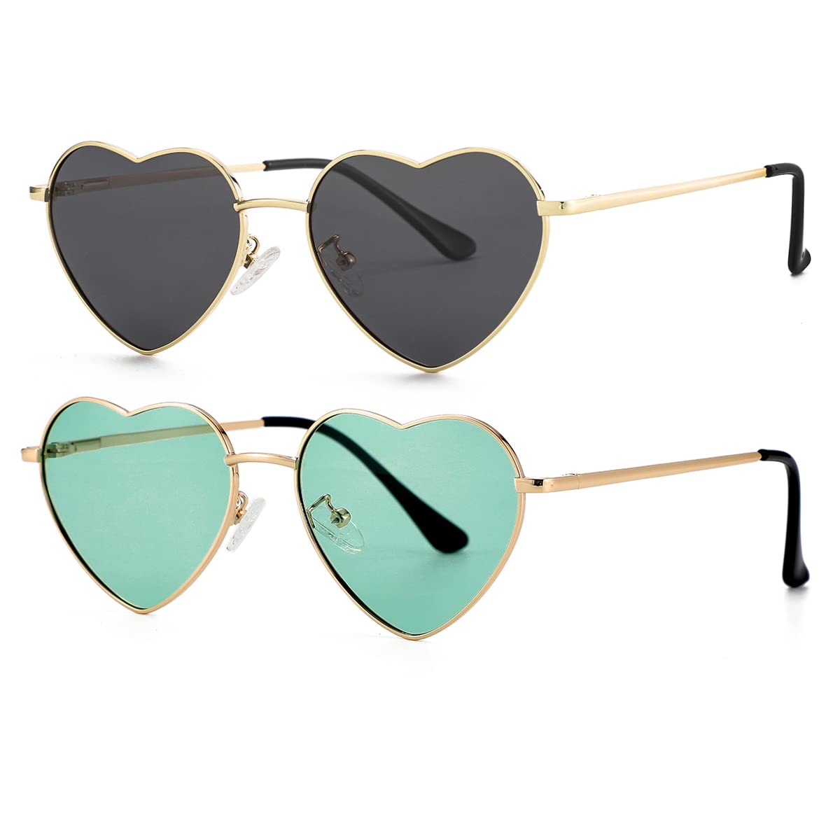 Foto 2 | Gafas De Sol Jovakit Polarized Heart Para Mujer Con Lentes Doradas/grises - Venta Internacional.