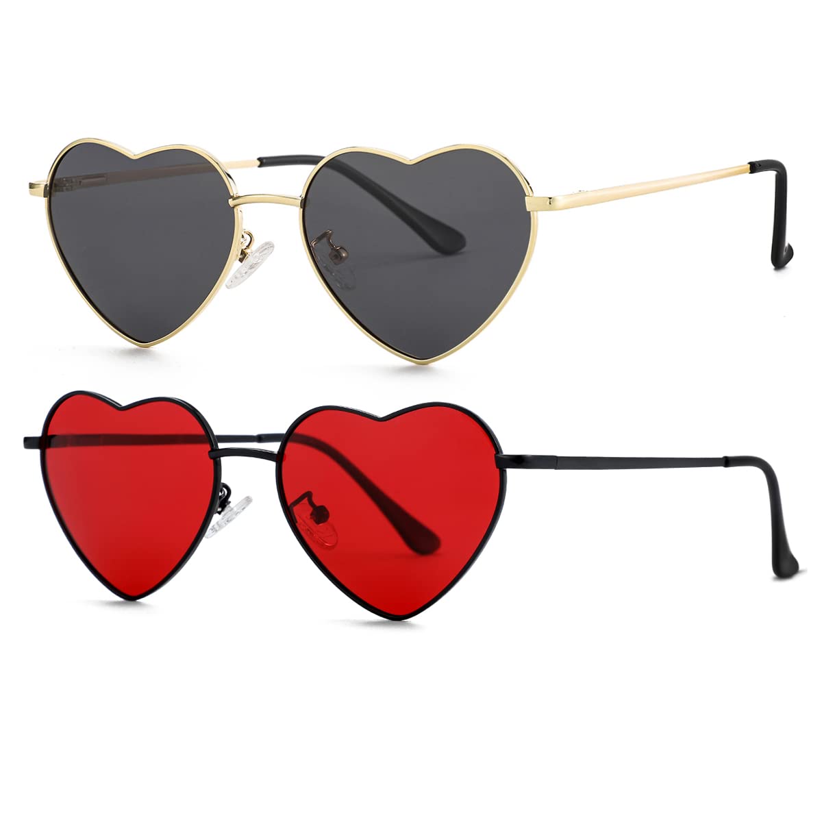 Foto 3 pulgar | Gafas De Sol Jovakit Polarized Heart Para Mujer Dorado/gris+negro/rojo - Venta Internacional.