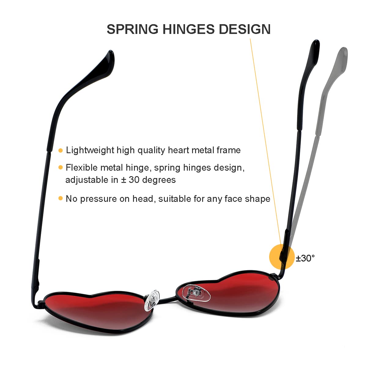 Foto 6 pulgar | Gafas De Sol Jovakit Polarized Heart Para Mujer Dorado/gris+negro/rojo - Venta Internacional.