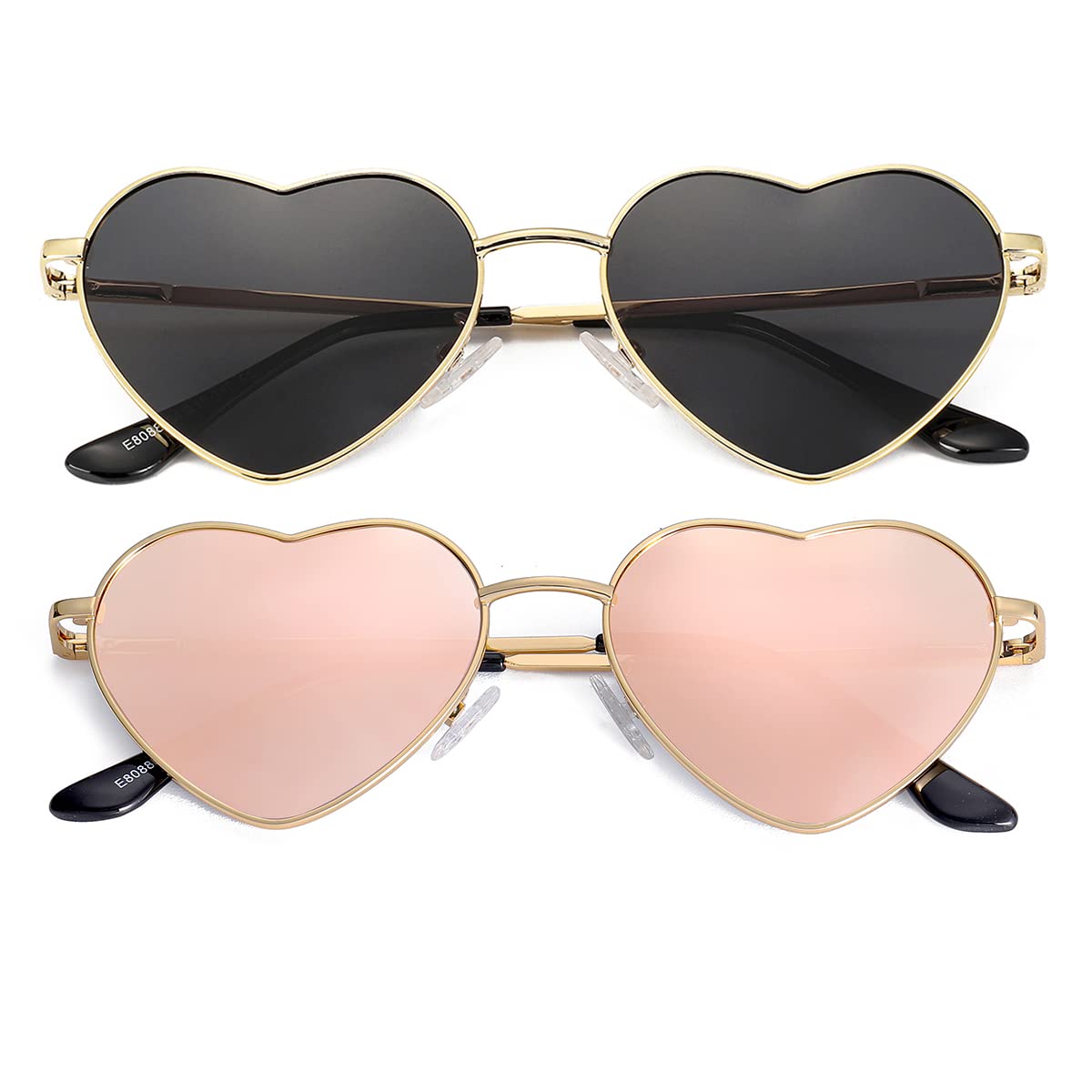 Foto 1 | Gafas De Sol Jovakit Polarized Heart Para Mujer Con Lentes Doradas/grises - Venta Internacional.