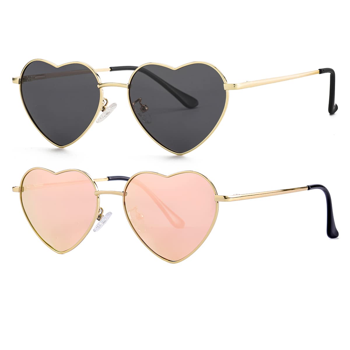 Foto 2 | Gafas De Sol Jovakit Polarized Heart Para Mujer Con Lentes Doradas/grises - Venta Internacional.