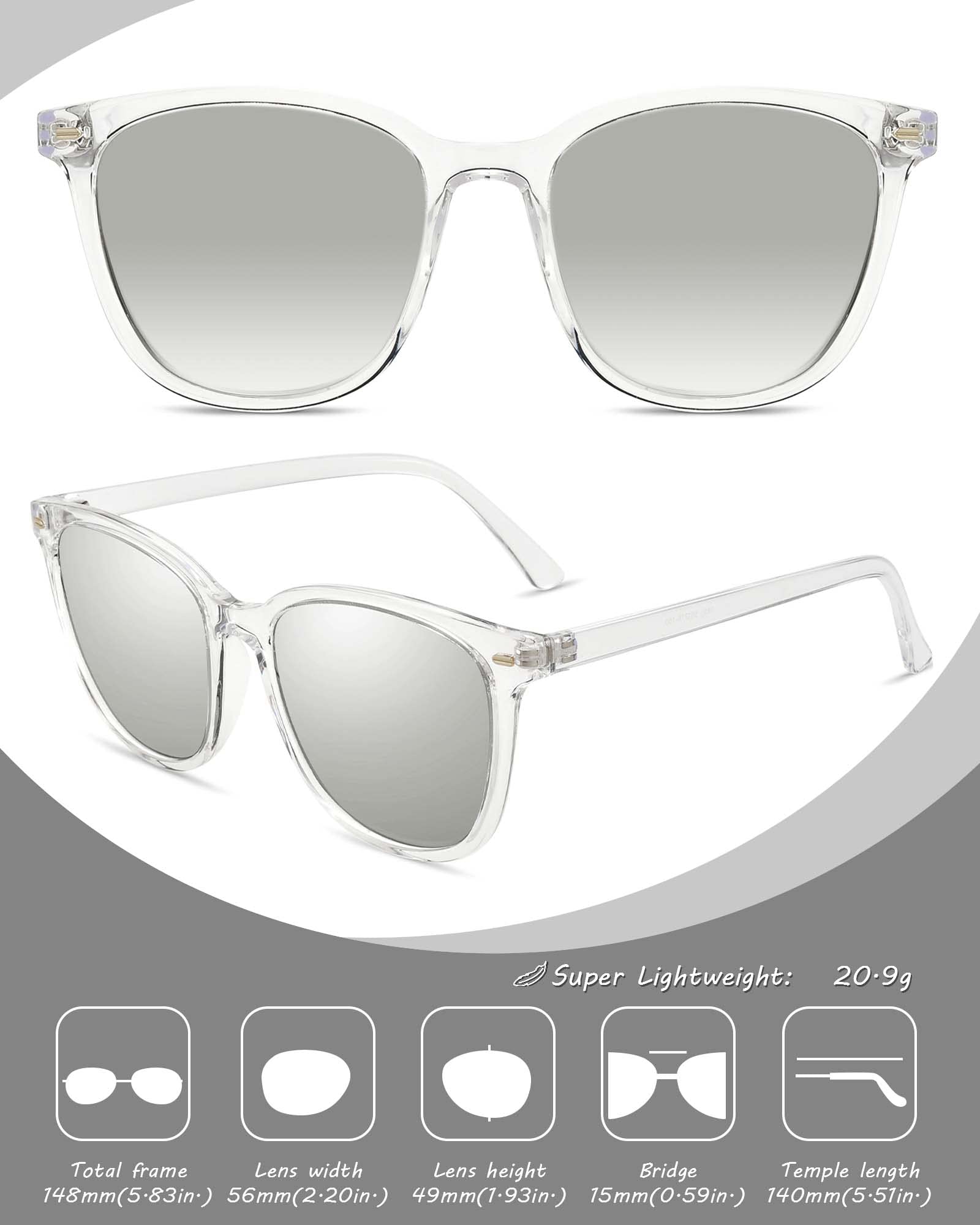 Foto 4 pulgar | Gafas De Sol Myiaur Polarizadas Cuadradas Con Espejo Para Mujer - Venta Internacional.
