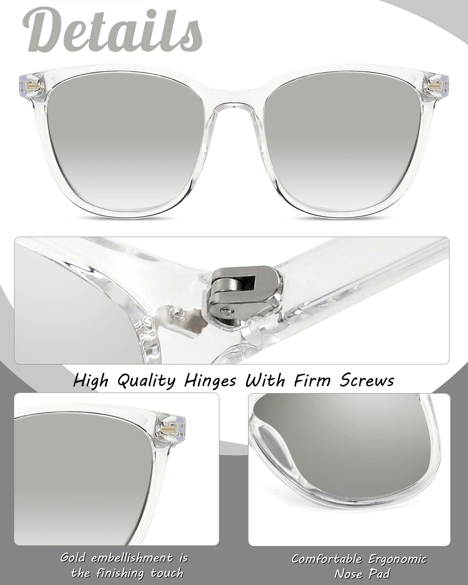Foto 4 | Gafas De Sol Myiaur Polarizadas Cuadradas Con Espejo Para Mujer - Venta Internacional.