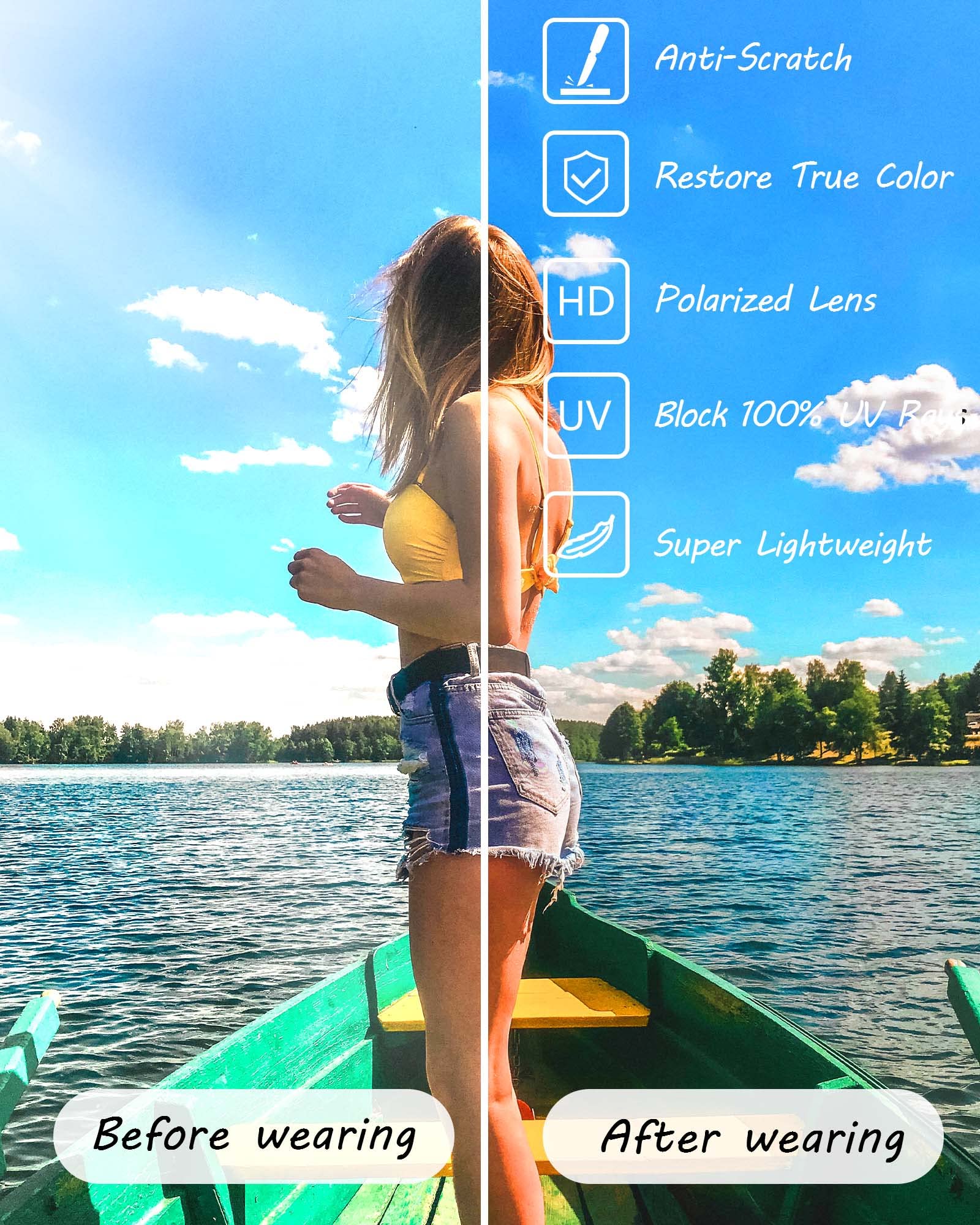 Foto 6 pulgar | Gafas De Sol Myiaur Polarizadas Cuadradas Con Espejo Para Mujer - Venta Internacional.