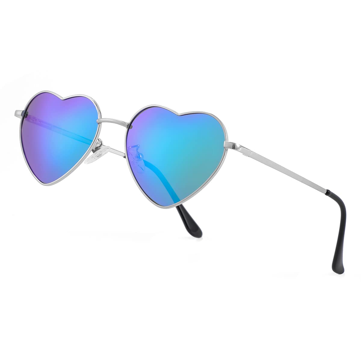 Foto 2 pulgar | Gafas De Sol Jovakit Polarized Heart Para Mujer Plateado/verde - Venta Internacional.