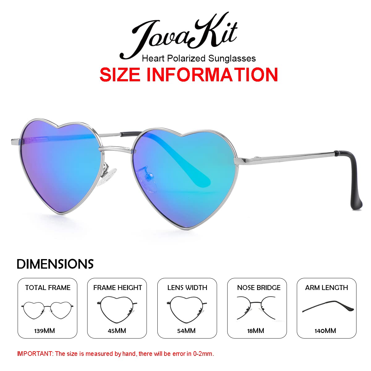Foto 4 pulgar | Gafas De Sol Jovakit Polarized Heart Para Mujer Plateado/verde - Venta Internacional.
