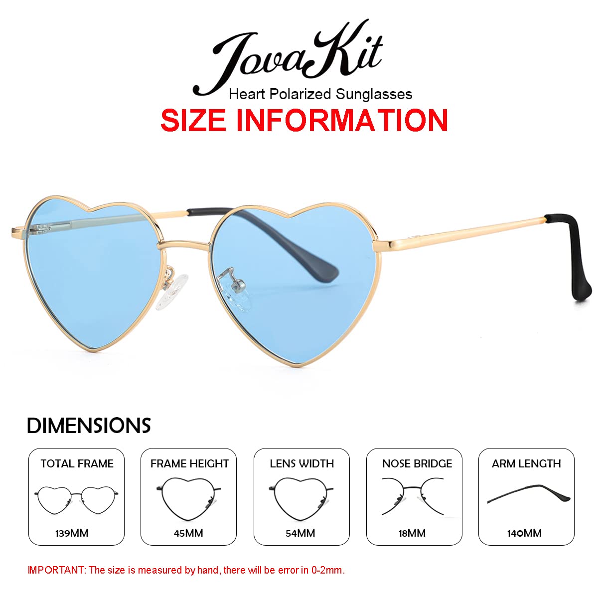 Foto 4 pulgar | Gafas De Sol Jovakit Polarized Heart Para Mujer Dorado/azul - Venta Internacional.