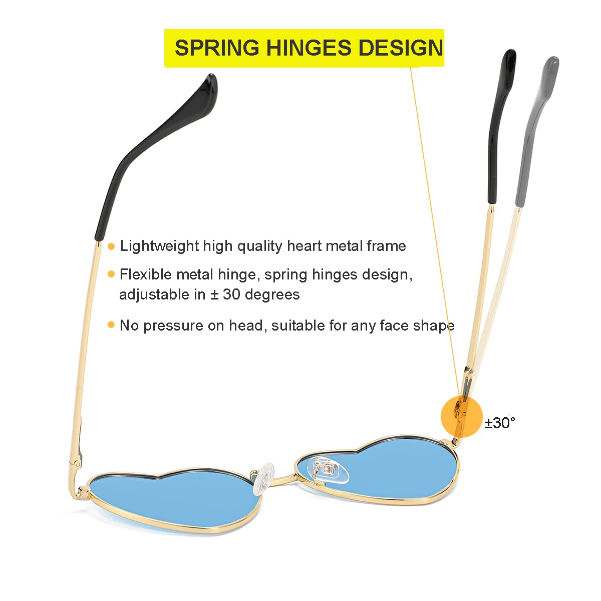 Foto 5 | Gafas De Sol Jovakit Polarized Heart Para Mujer Dorado/azul - Venta Internacional.