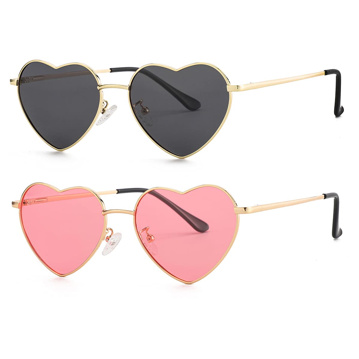 Foto 3 pulgar | Gafas De Sol Jovakit Polarized Heart Para Mujer Dorado/gris+dorado/rosa - Venta Internacional.
