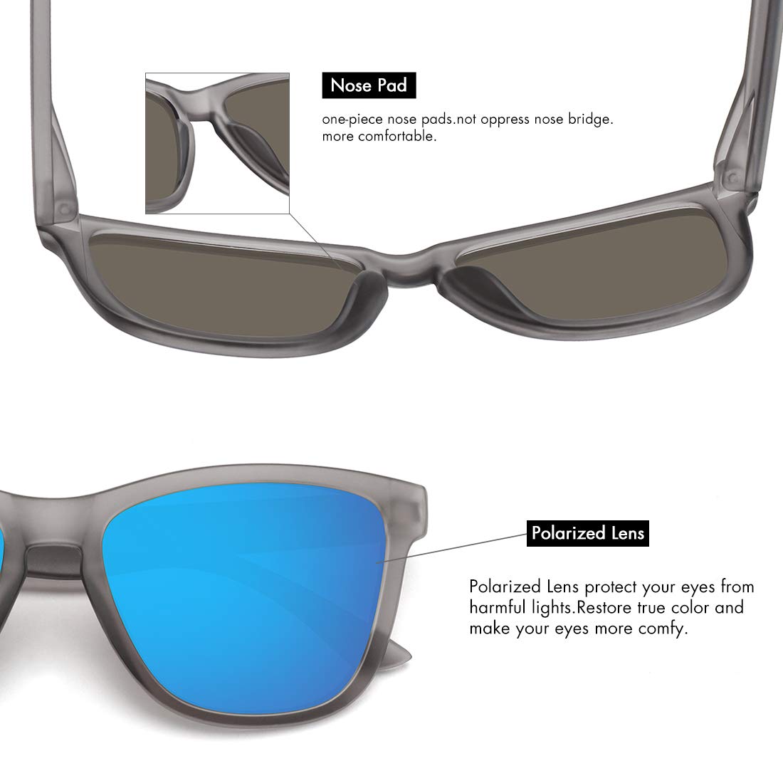 Foto 6 pulgar | Gafas De Sol Meetsun Classic Retro Designer Polarizadas En Gris - Venta Internacional.
